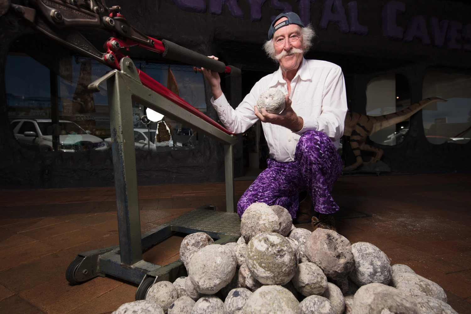 René with geodes brought back from Mexico